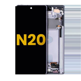 OLED Display mit Rahmen für Samsung Galaxy Note 20 5G (professionell aufgearbeitet) (Mystic Gray)