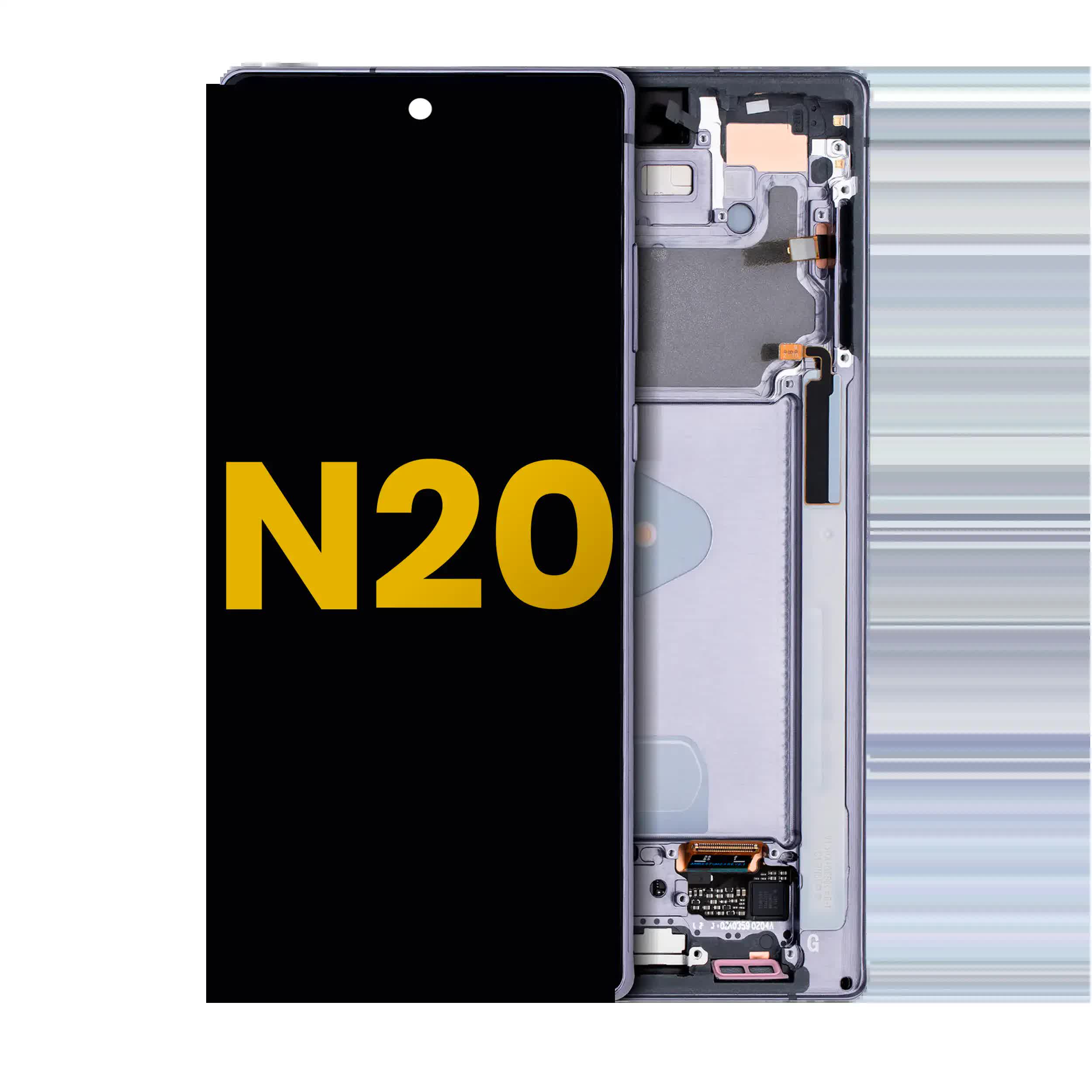 OLED Display mit Rahmen für Samsung Galaxy Note 20 5G (professionell aufgearbeitet) (Mystic Gray)