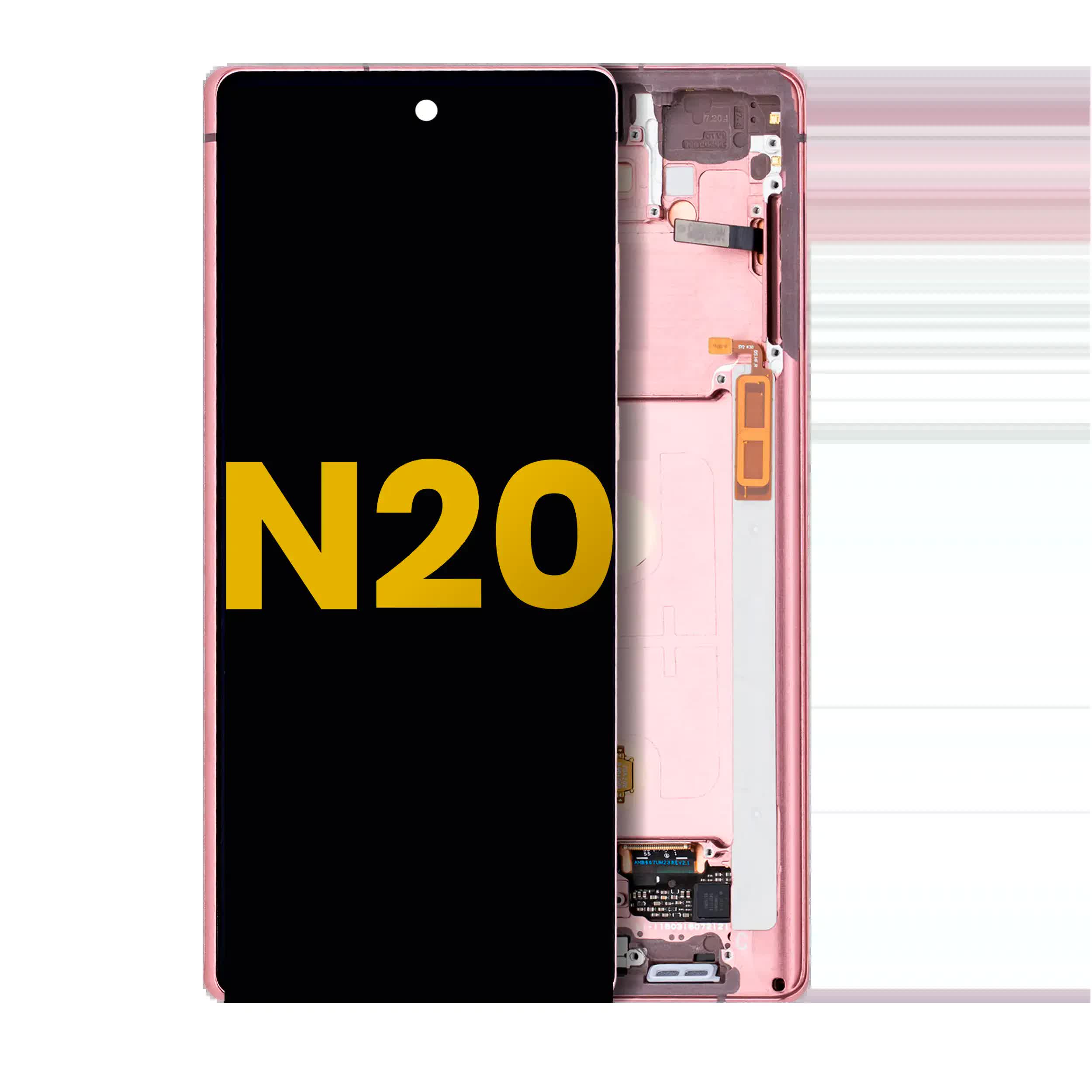 OLED Display mit Rahmen für Samsung Galaxy Note 20 5G (professionell aufgearbeitet) (Mystic Bronze)