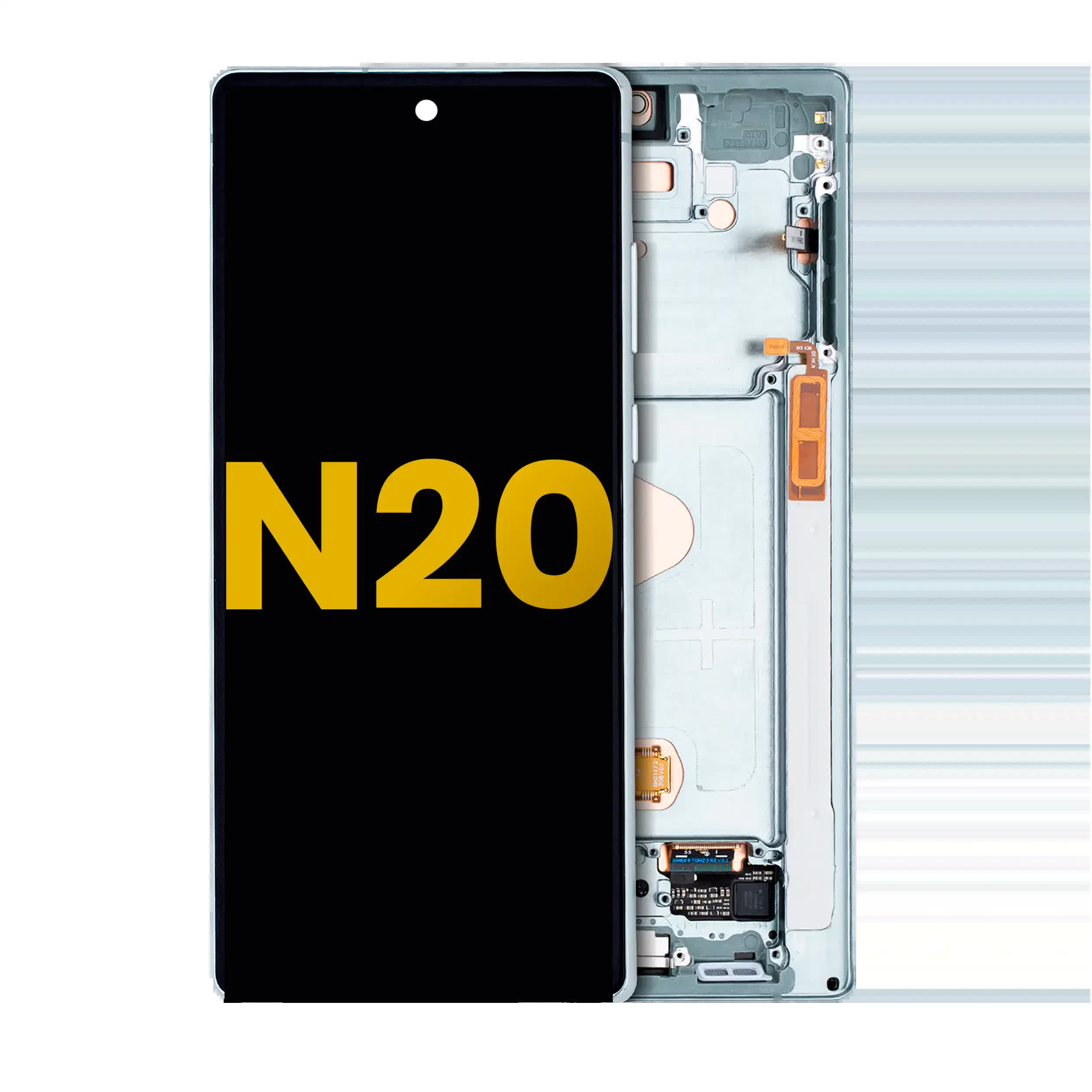 OLED Display mit Rahmen für Samsung Galaxy Note 20 5G (professionell aufgearbeitet) (Mystic Green)
