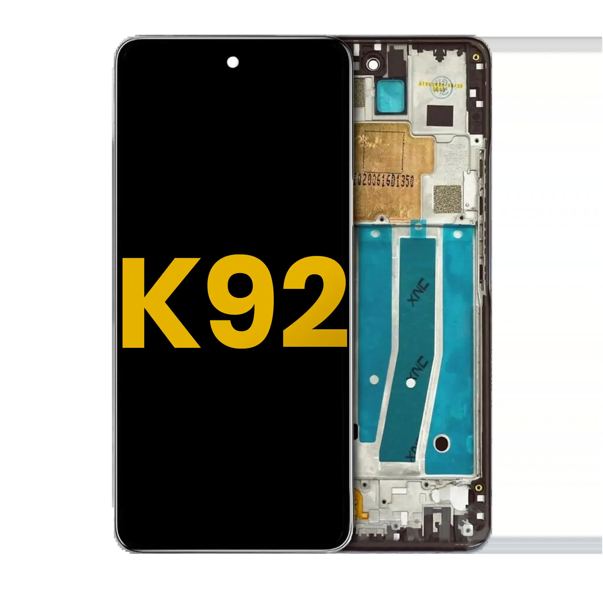 LCD Display mit Rahmen für LG K92 5G (professionell aufgearbeitet) (Titan Gray)