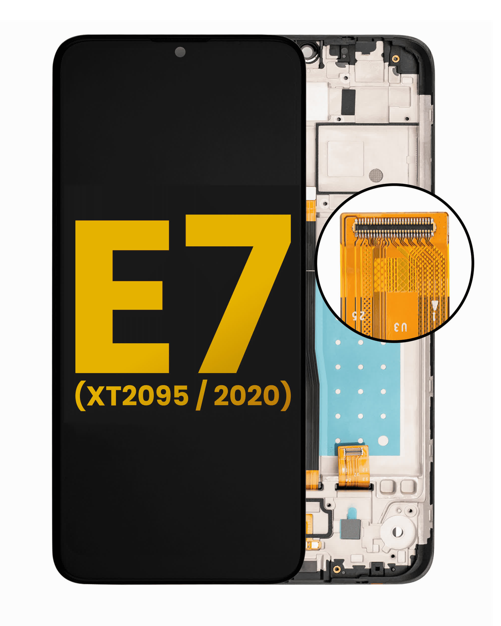 LCD Display mit Rahmen für Motorola Moto E7 (XT2095 / 2020) (professionell aufgearbeitet)