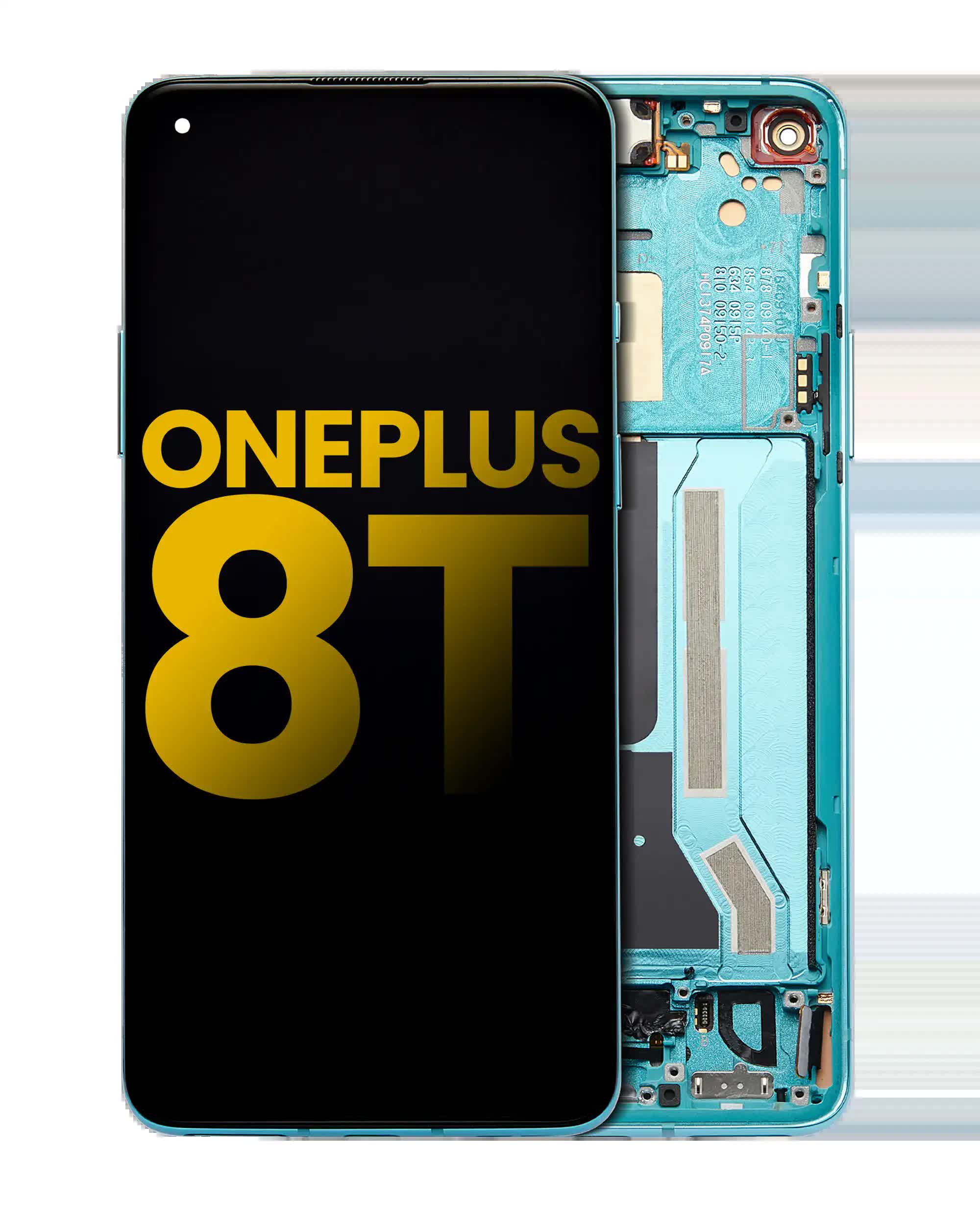 OLED Display mit Rahmen für OnePlus 8T (professionell aufgearbeitet) (Aquamarine Green)