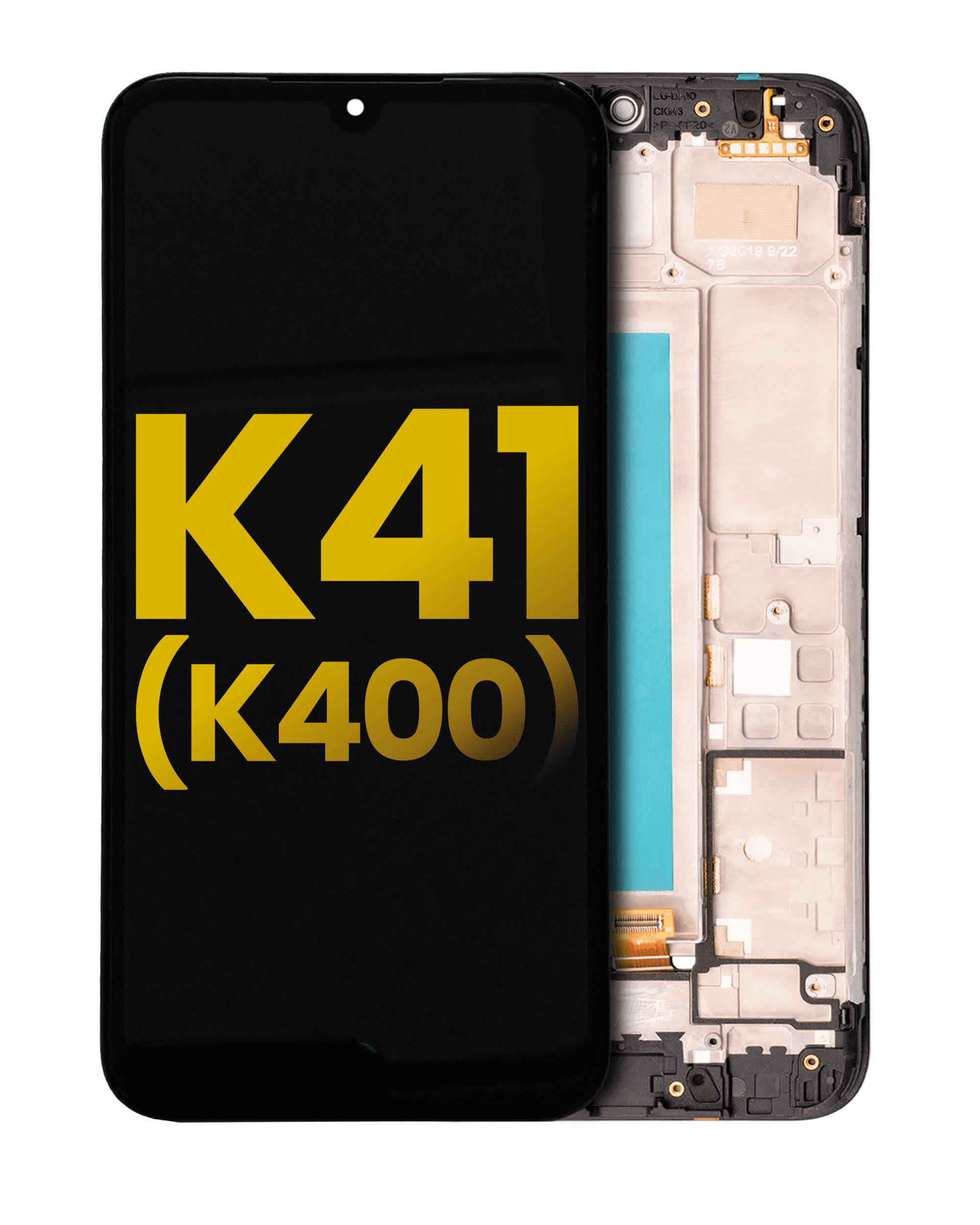 LCD Display mit Rahmen für LG K41 (K400) (professionell aufgearbeitet) (Black (Schwarz))
