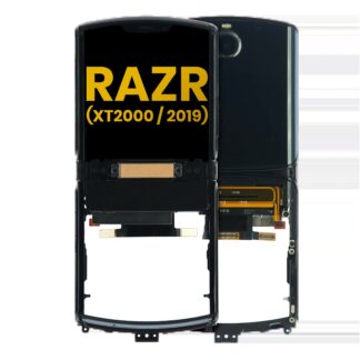 Outer OLED Display mit Rahmen für Motorola Razr (XT2000 / 2019) (professionell aufgearbeitet) (Noir Black)