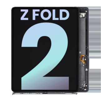 Inner OLED Display mit Rahmen für Samsung Galaxy Z Fold 2 5G (US & International) (Service Pack) (Mystic Black mit Black Hinge)