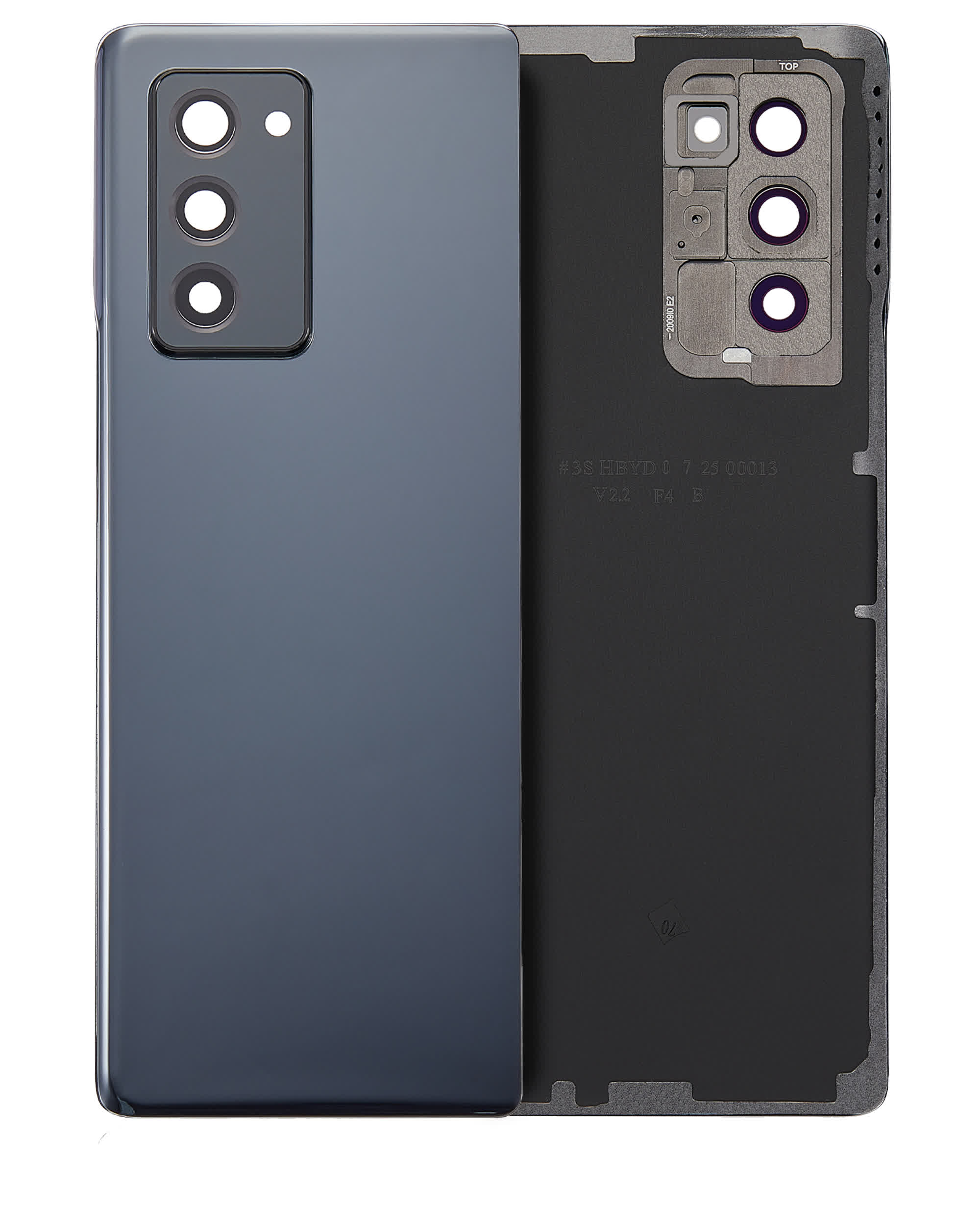 Rückdeckelglas mit Kameraglas für Samsung Galaxy Z Fold 2 5G (Aftermarket Plus) (Mystic Black)