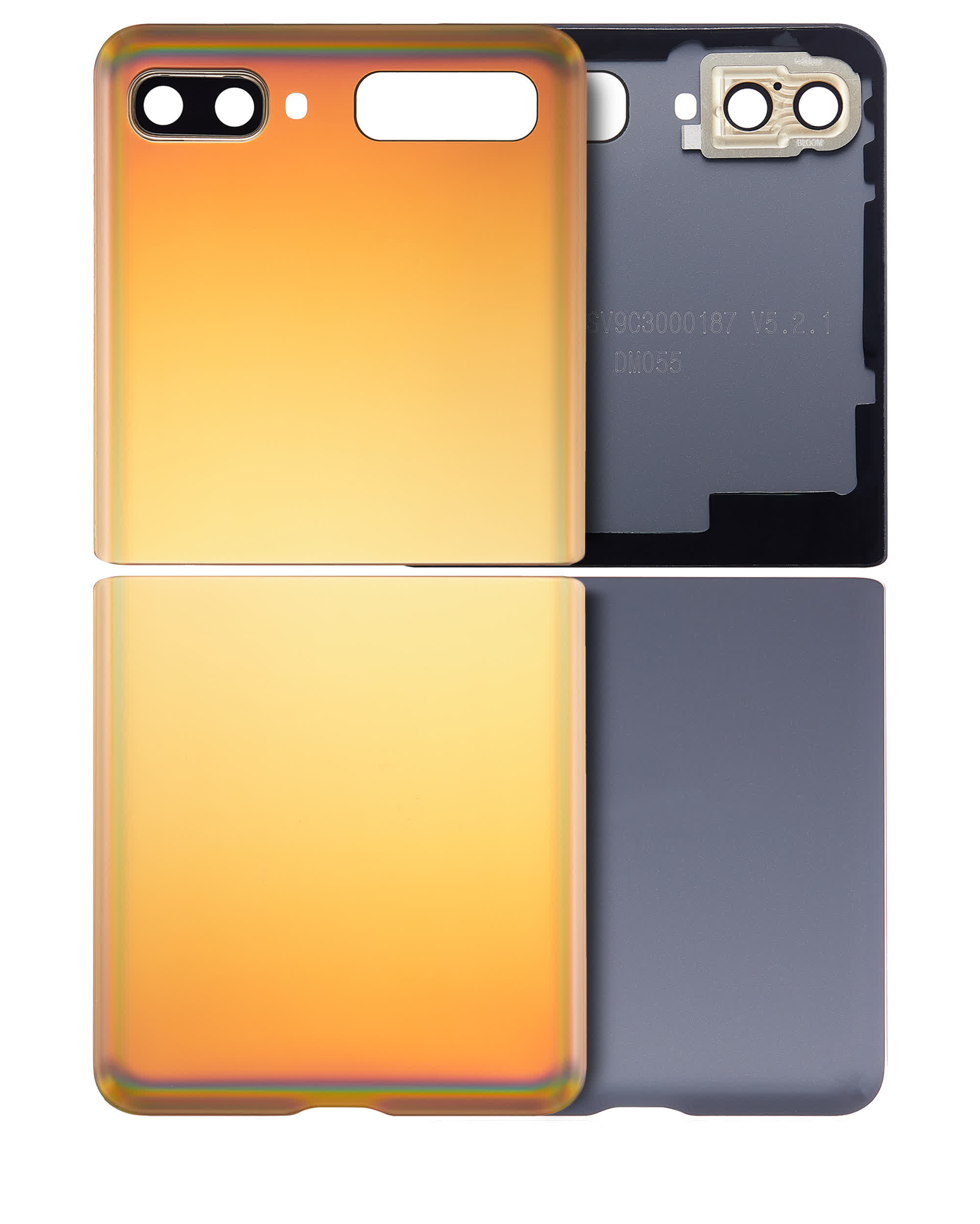 oben und unten Rückdeckelglas mit Kameraglas für Samsung Galaxy Z Flip 4G (F700) / Z Flip 5G (F707) (Aftermarket Plus) (Mirror Gold)