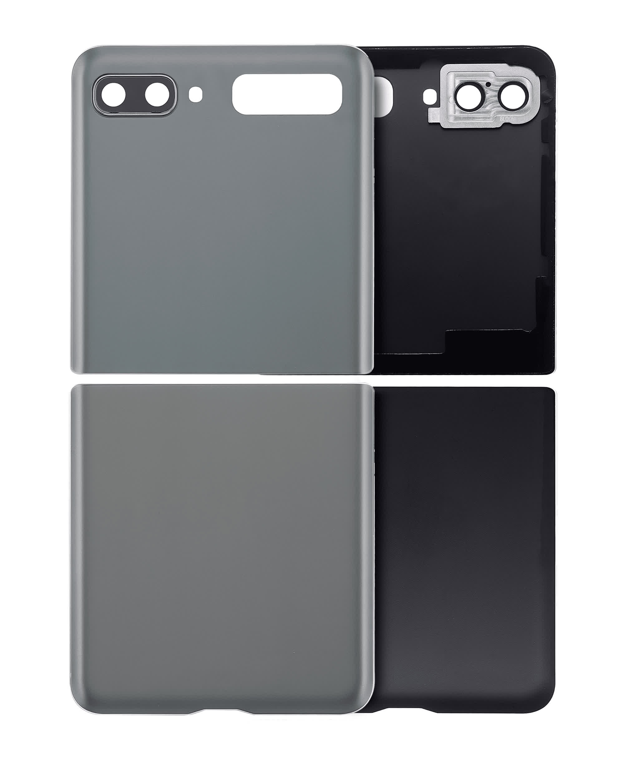oben und unten Rückdeckelglas mit Kameraglas für Samsung Galaxy Z Flip 4G (F700) / Z Flip 5G (F707) (Aftermarket Plus) (Mystic Gray)