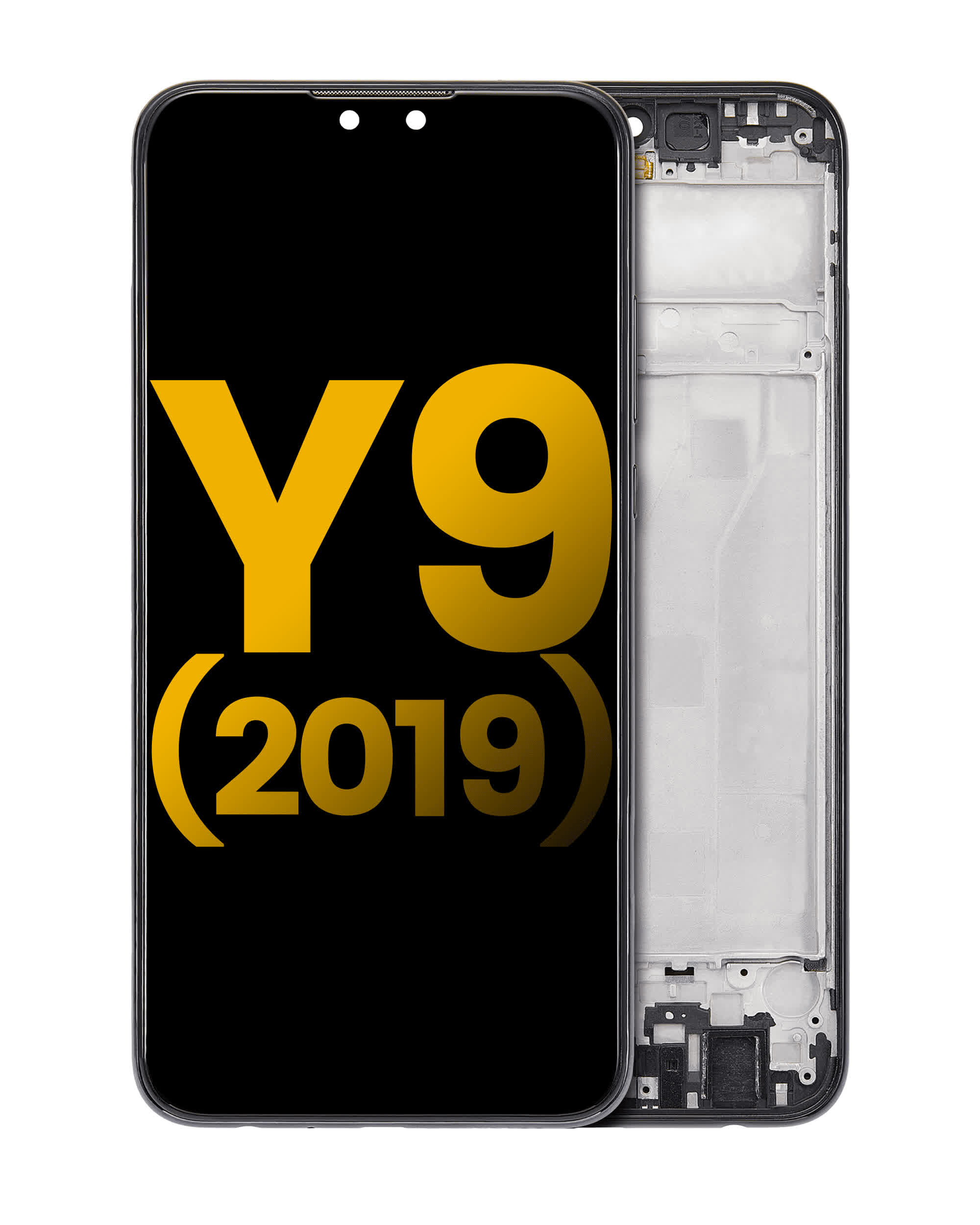 LCD Display mit Rahmen für Huawei Y9 (2019) (professionell aufgearbeitet) (Midnight Black (Schwarz))