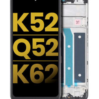 LCD Display mit Rahmen für LG K52 / Q52 / K62 (professionell aufgearbeitet) (Black (Schwarz))