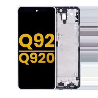 LCD Display mit Rahmen für LG Q92 5G / Q920 (professionell aufgearbeitet) (Silver (Silber))