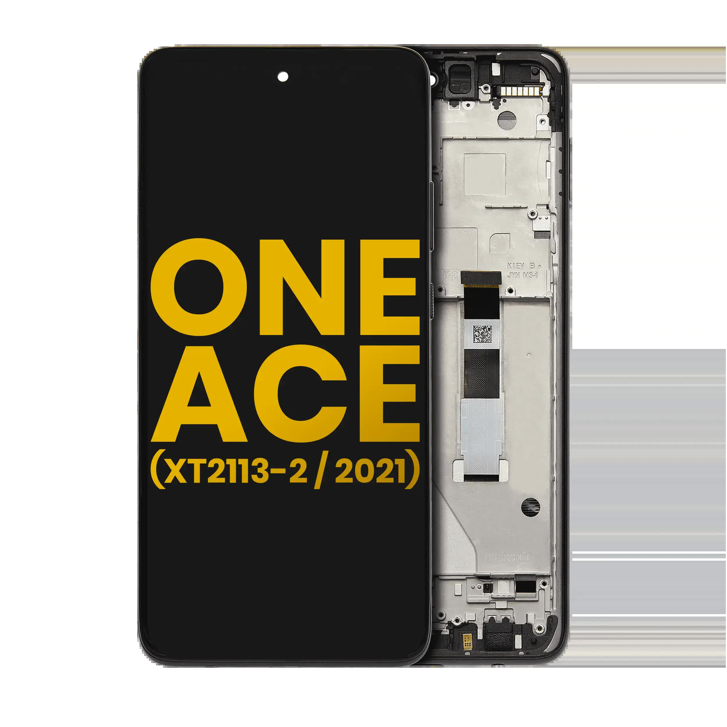 LCD Display mit Rahmen für Motorola One 5G Ace (XT2113-2 / 2021) (professionell aufgearbeitet) (Volcanic Gray)