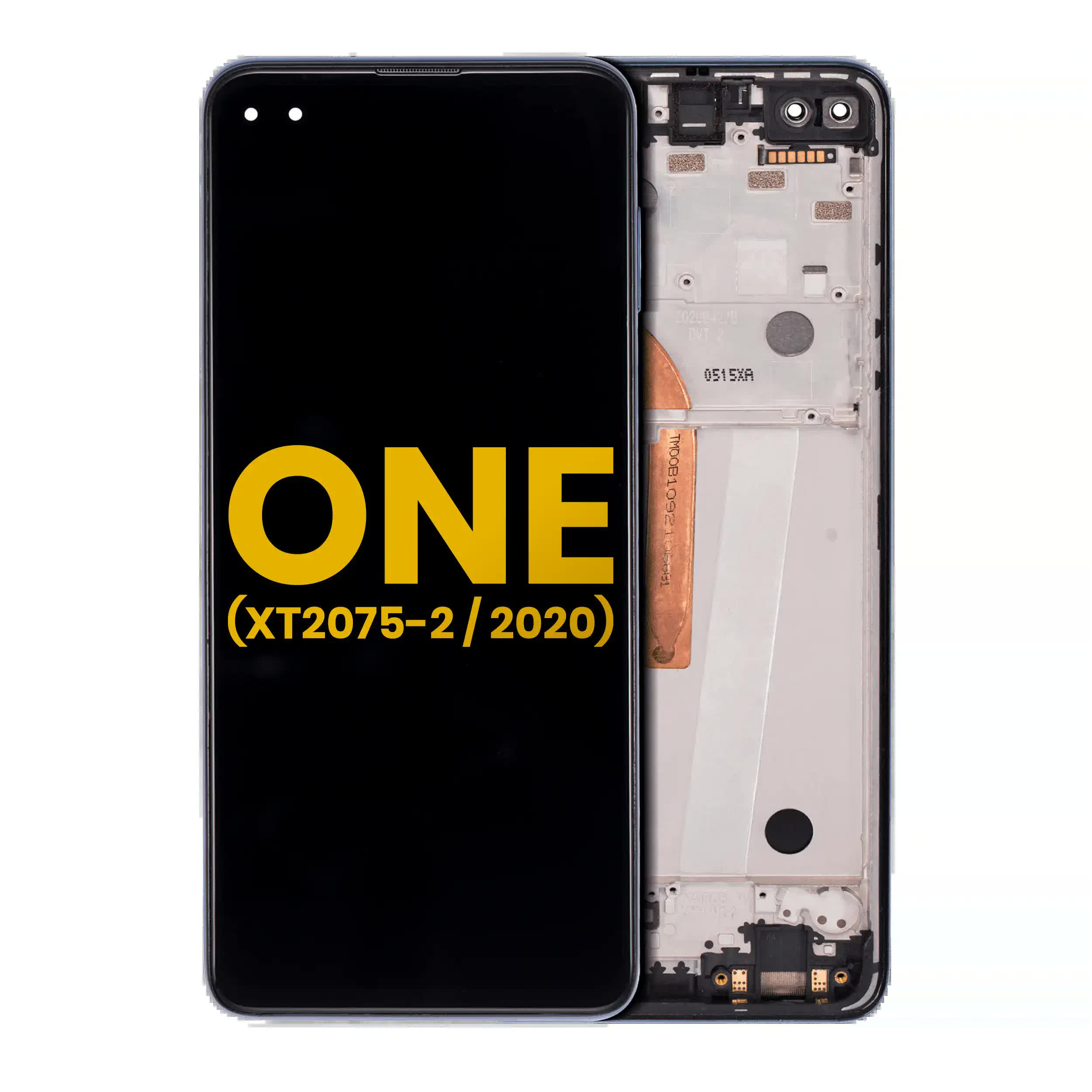 LCD Display mit Rahmen für Motorola One 5G (XT2075-2 / 2020) (professionell aufgearbeitet) (Surfing Blue)