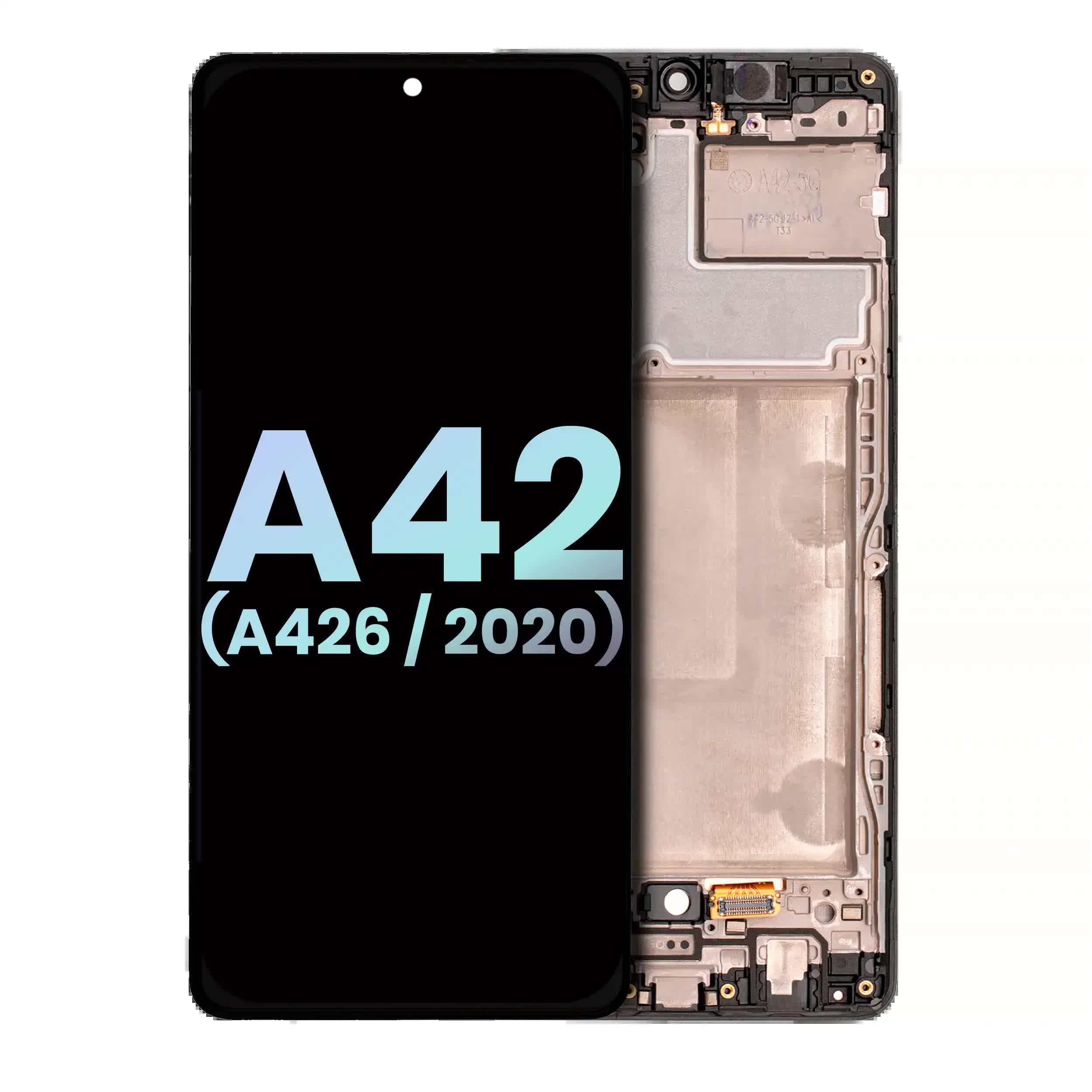 OLED Display mit Rahmen für Samsung Galaxy A42 5G (A426 / 2020) (Service Pack) (Prism Dot Black)