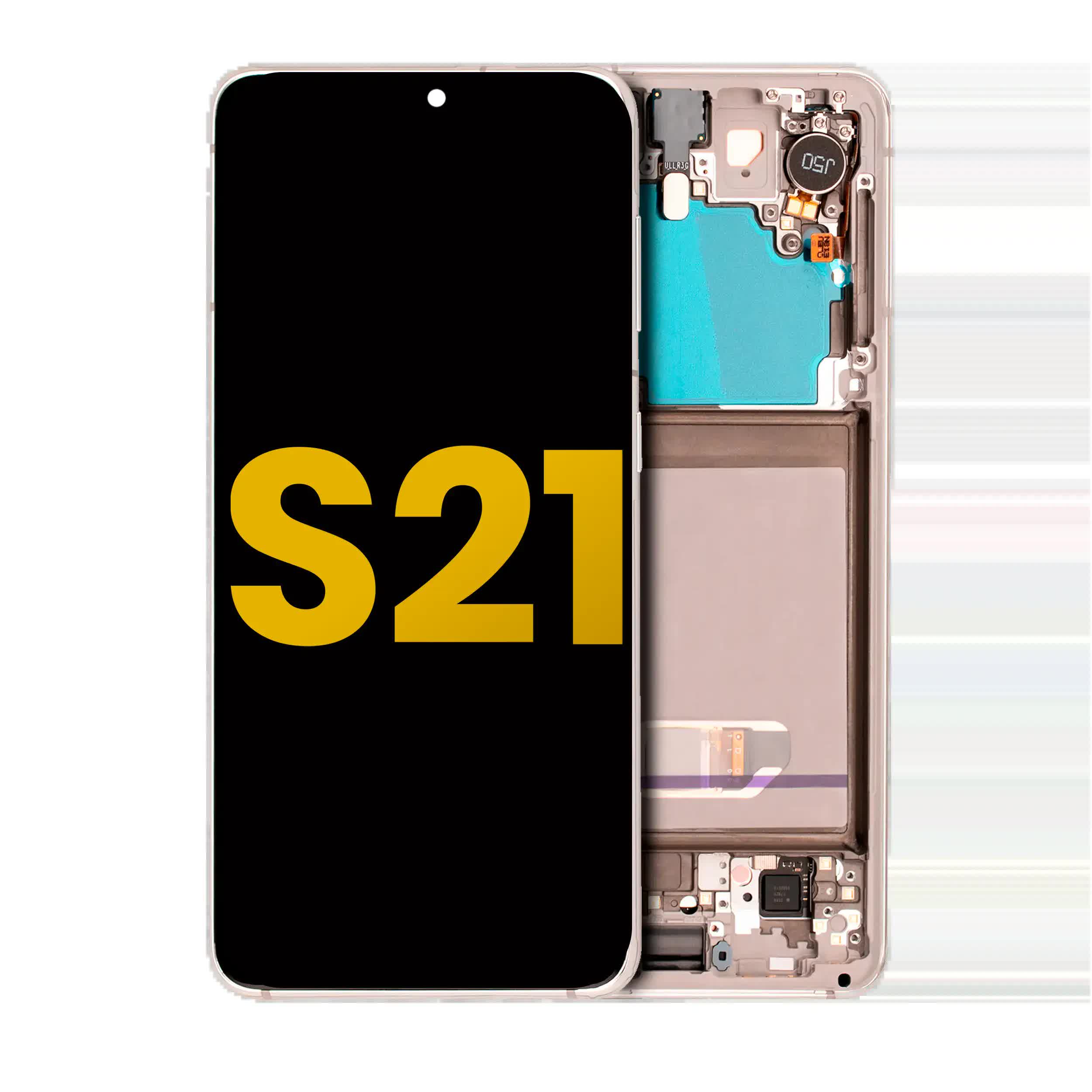 OLED Display mit Rahmen für Samsung Galaxy S21 5G (professionell aufgearbeitet) (Phantom White)