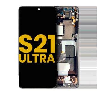 OLED Display mit Rahmen für Samsung Galaxy S21 Ultra 5G (professionell aufgearbeitet) (Phantom Black)