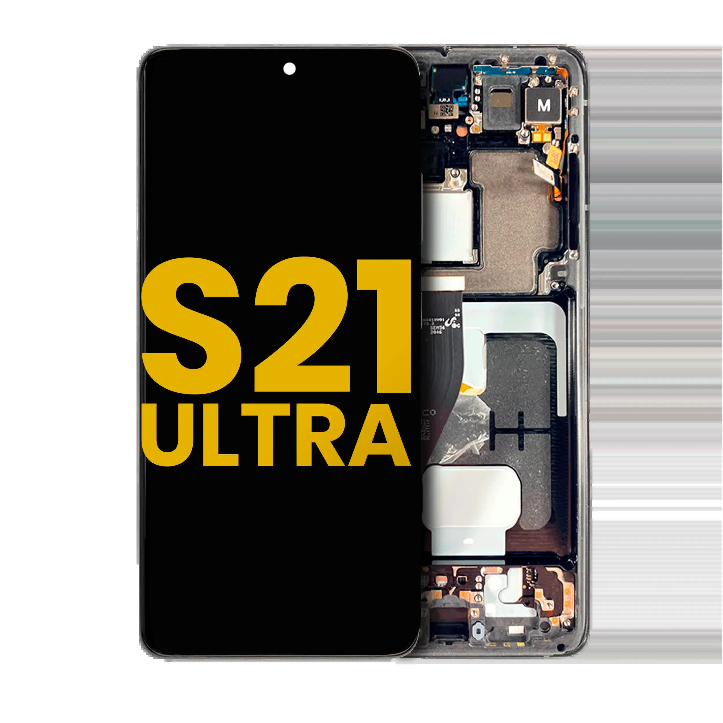 OLED Display mit Rahmen für Samsung Galaxy S21 Ultra 5G (professionell aufgearbeitet) (Phantom Black)
