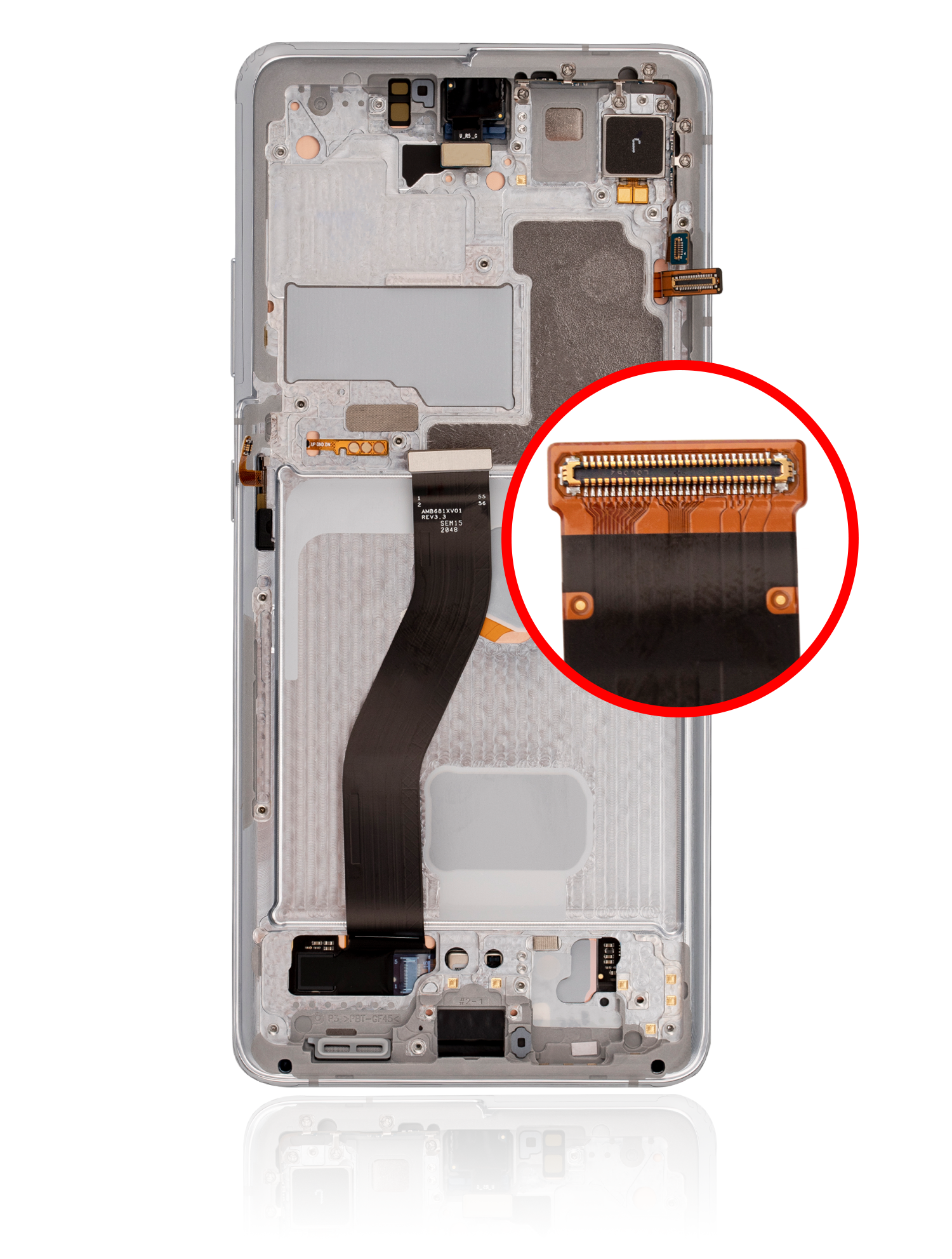 OLED Display mit Rahmen für Samsung Galaxy S21 Ultra 5G (professionell aufgearbeitet) (Phantom Silver) – Bild 2