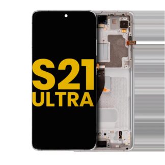 OLED Display mit Rahmen für Samsung Galaxy S21 Ultra 5G (professionell aufgearbeitet) (Phantom Silver)