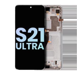 OLED Display mit Rahmen für Samsung Galaxy S21 Ultra 5G (Service Pack) (Phantom Silver)