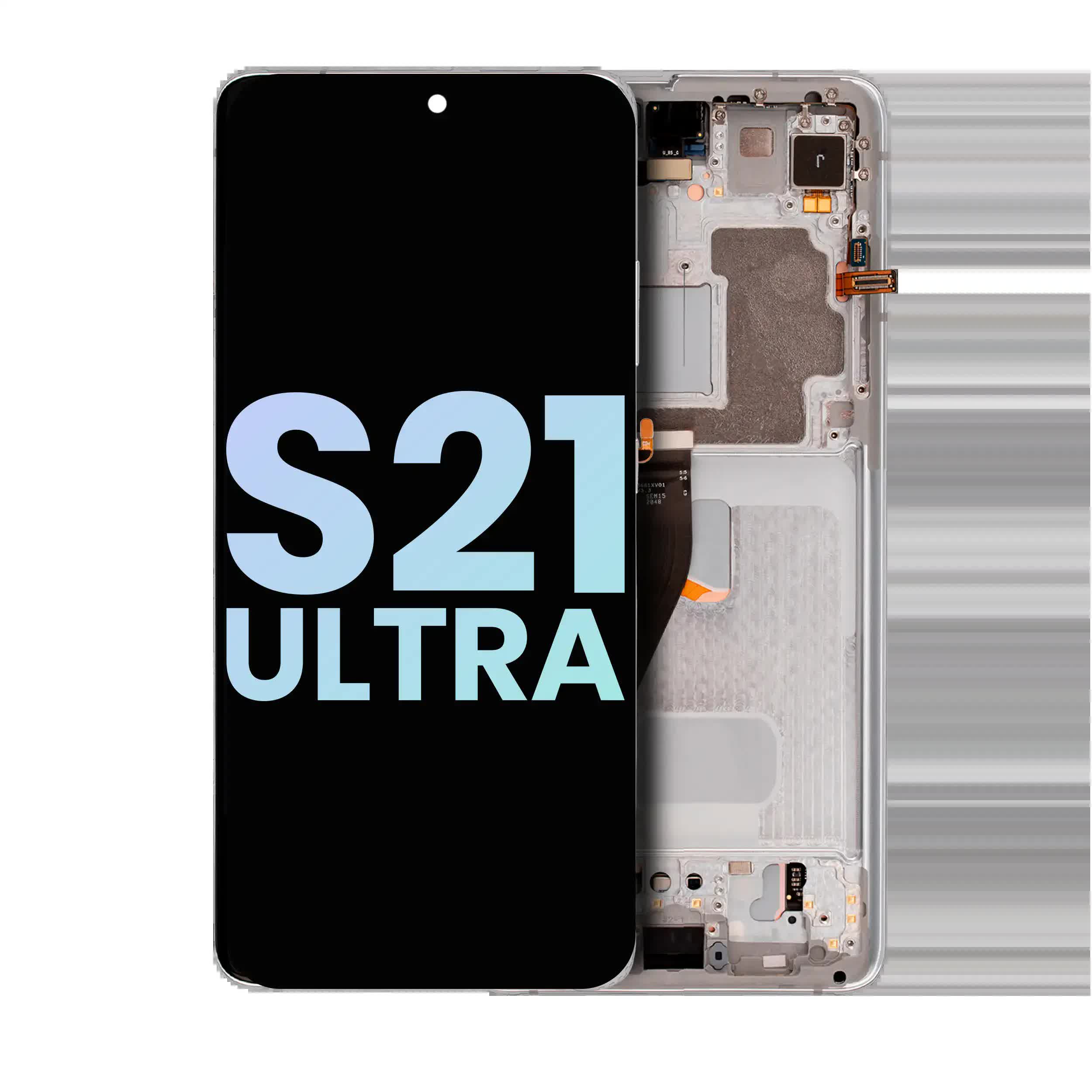 OLED Display mit Rahmen für Samsung Galaxy S21 Ultra 5G (Service Pack) (Phantom Silver)