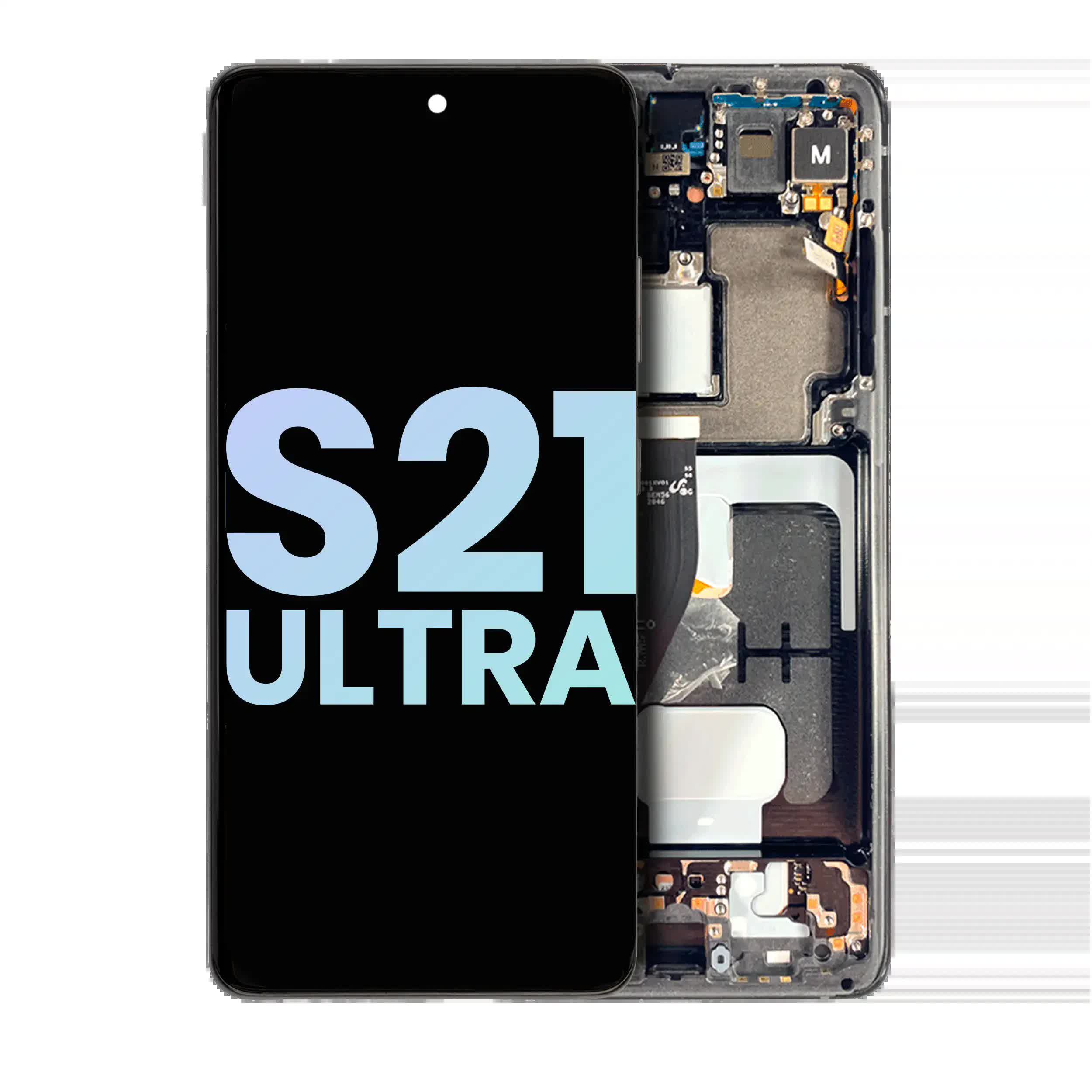 OLED Display mit Rahmen für Samsung Galaxy S21 Ultra 5G (Service Pack) (Phantom Black)