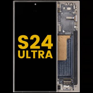 OLED Display mit Rahmen für Samsung Galaxy S24 Ultra (professionell aufgearbeitet) (Titanium Gray (Grau))