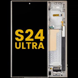 OLED Display mit Rahmen für Samsung Galaxy S24 Ultra (professionell aufgearbeitet) (Titanium Yellow)