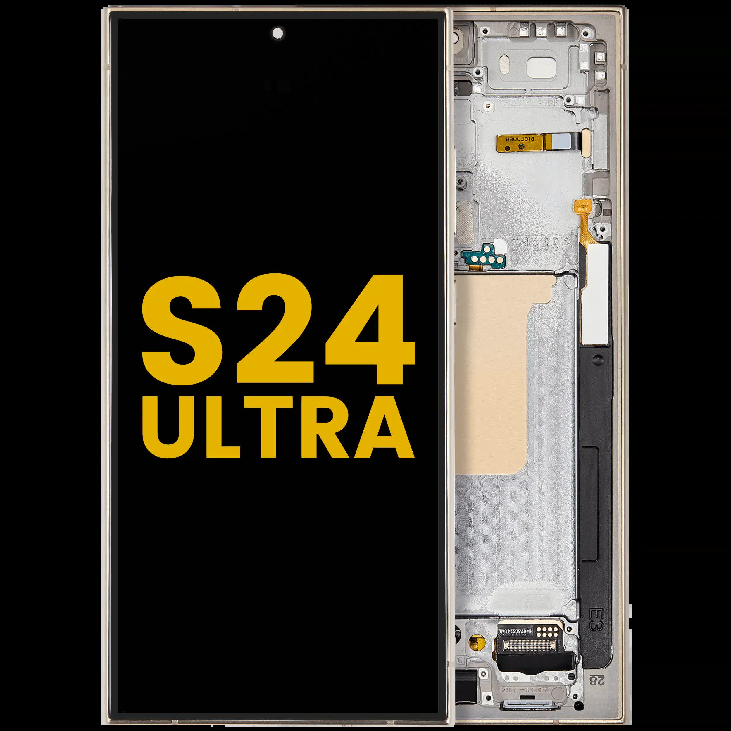 OLED Display mit Rahmen für Samsung Galaxy S24 Ultra (professionell aufgearbeitet) (Titanium Yellow)
