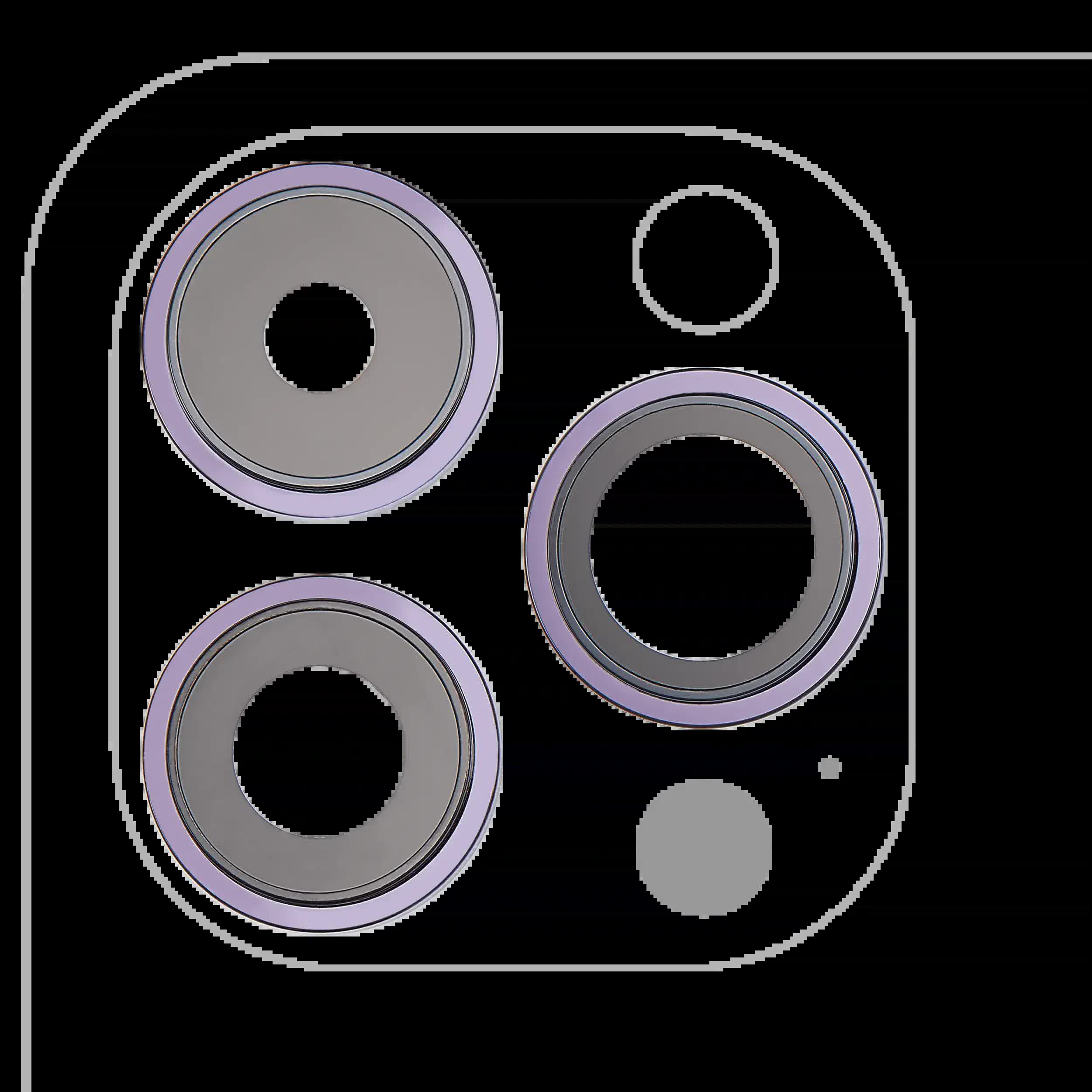 Rückkamera-Glas mit Halterung und Blende für iPhone 14 Pro / 14 Pro Max (3-teiliges Set) (Aftermarket Plus) (Deep Purple)
