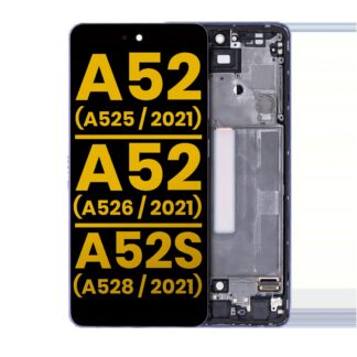 OLED Display mit Rahmen für Samsung Galaxy A52 4G (A525 / 2021) / A52 5G (A526 / 2021) / A52S 5G (A528 / 2021) (professionell aufgearbeitet) (Awesome Violet)