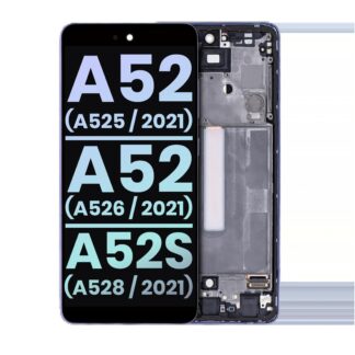 OLED Display mit Rahmen für Samsung Galaxy A52 4G (A525 / 2021) / A52 5G (A526 / 2021) / A52S 5G (A528/2021) (Service Pack) (Awesome Violet)