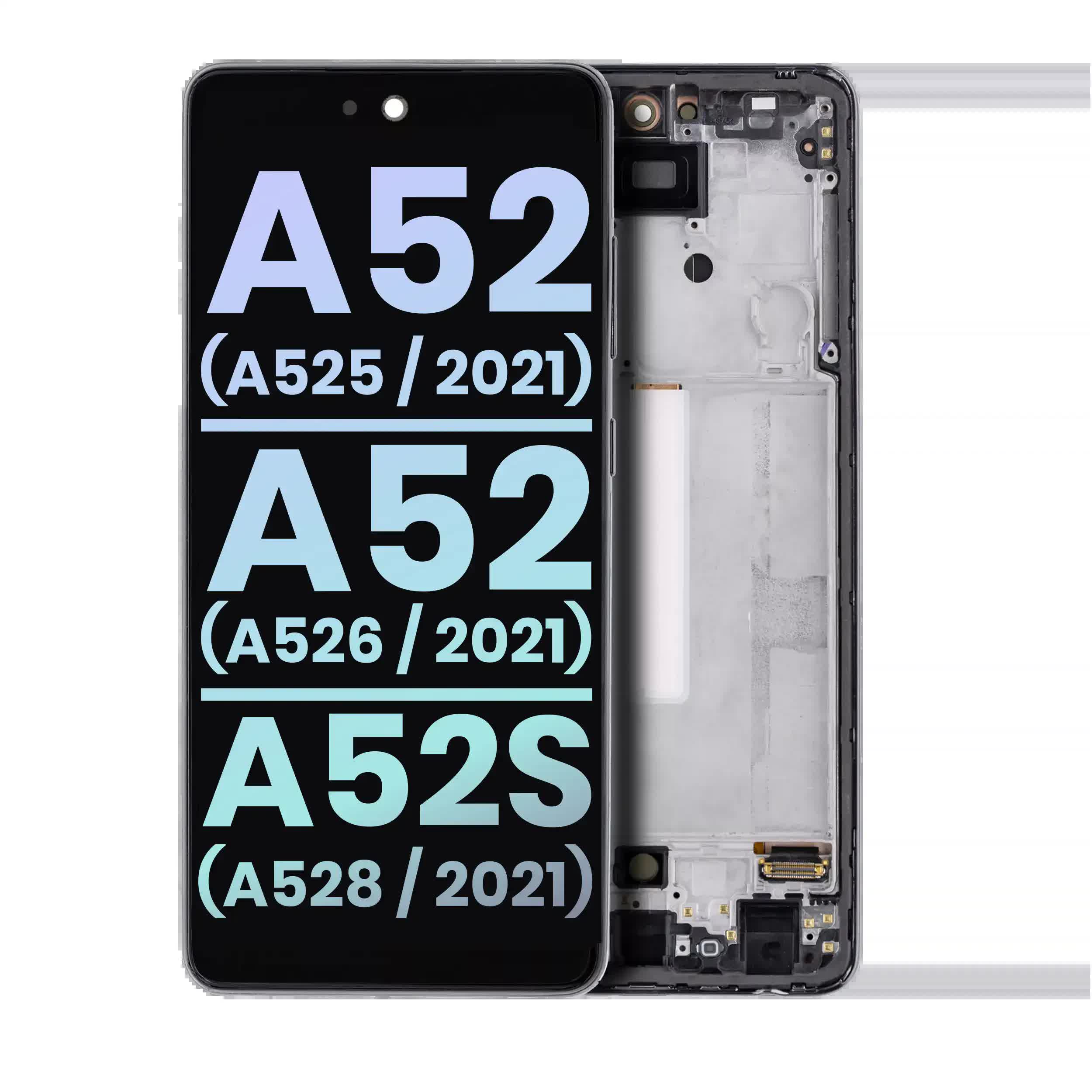 OLED Display mit Rahmen für Samsung Galaxy A52 4G (A525 / 2021) / A52 5G (A526 / 2021) / A52S 5G (A528 / 2021) (Service Pack) (Awesome Black)