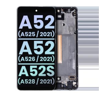 OLED Display mit Rahmen für Samsung Galaxy A52 4G (A525 / 2021) / A52 5G (A526 / 2021) / A52S 5G (A528 / 2021) (Service Pack) (Awesome White)
