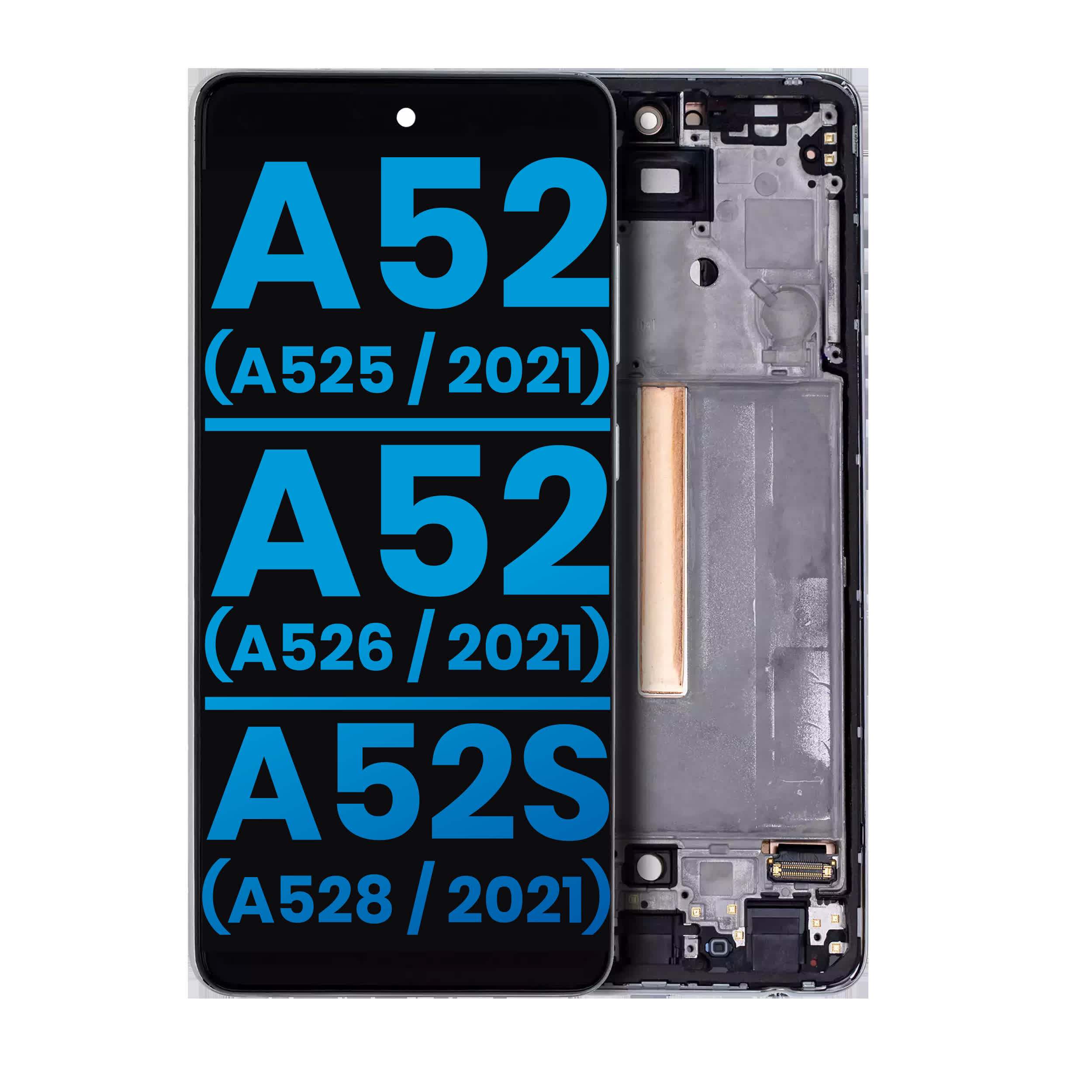 LCD Display mit Rahmen (ohne Fingerabdrucksensor) für Samsung Galaxy A52 4G (A525 / 2021) / A52 5G (A526 / 2021) / A52S (A528 / 2021) (Aftermarket