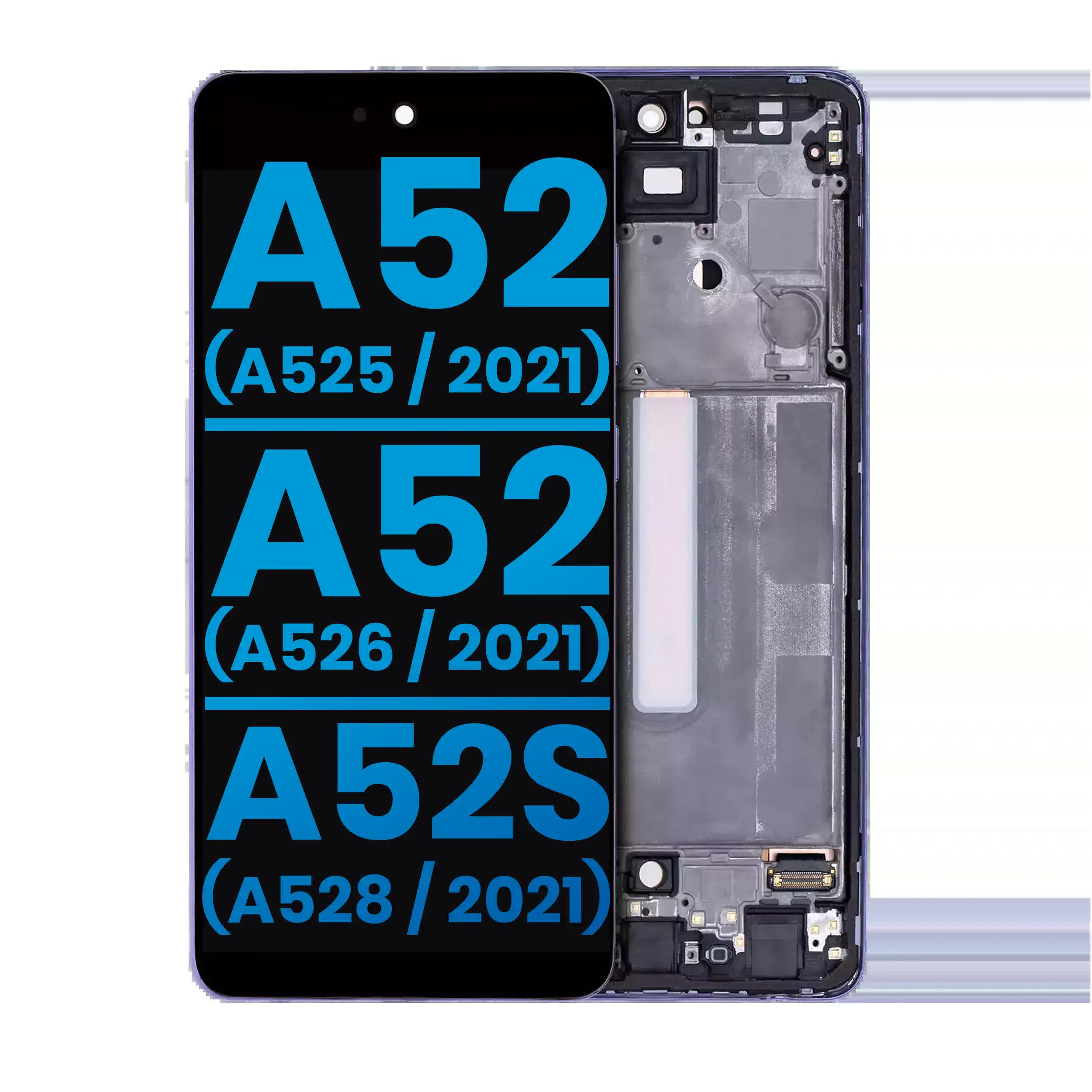 LCD Display mit Rahmen (ohne Fingerabdrucksensor) für Samsung Galaxy A52 4G (A525 / 2021) / A52 5G (A526 / 2021) / A52S (A528 / 2021) (Aftermarket