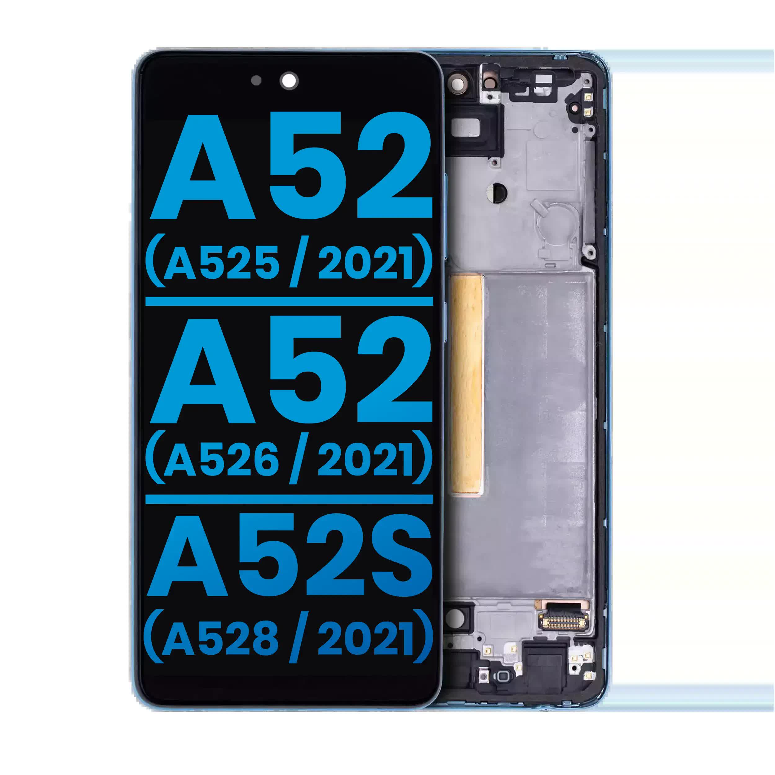 LCD Display mit Rahmen (ohne Fingerabdrucksensor) für Samsung Galaxy A52 4G (A525 / 2021) / A52 5G (A526 / 2021) / A52S (A528 / 2021) (Aftermarket