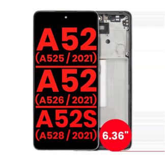 OLED Display mit Rahmen für Samsung Galaxy A52 4G (A525 / 2021) / A52 5G (A526 / 2021) / A52S 5G (A528 / 2021) (6.36") (Aftermarket Plus) (Awesome Bl