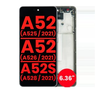 OLED Display mit Rahmen für Samsung Galaxy A52 4G (A525 / 2021) / A52 5G (A526 / 2021) / A52S 5G (A528 / 2021) (6.36") (Aftermarket Plus) (Awesome Wh