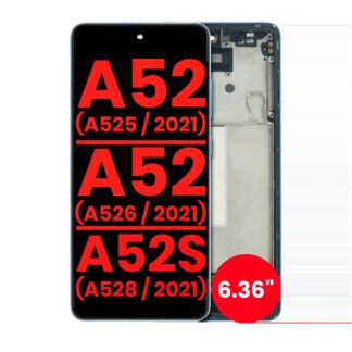 OLED Display mit Rahmen für Samsung Galaxy A52 4G (A525 / 2021) / A52 5G (A526 / 2021) / A52S 5G (A528 / 2021) (6.36") (Aftermarket Plus) (Awesome Bl
