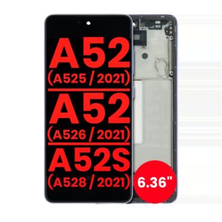 OLED Display mit Rahmen für Samsung Galaxy A52 4G (A525 / 2021) / A52 5G (A526 / 2021) / A52S 5G (A528 / 2021) (6.36") (Aftermarket Plus) (Awesome Vi