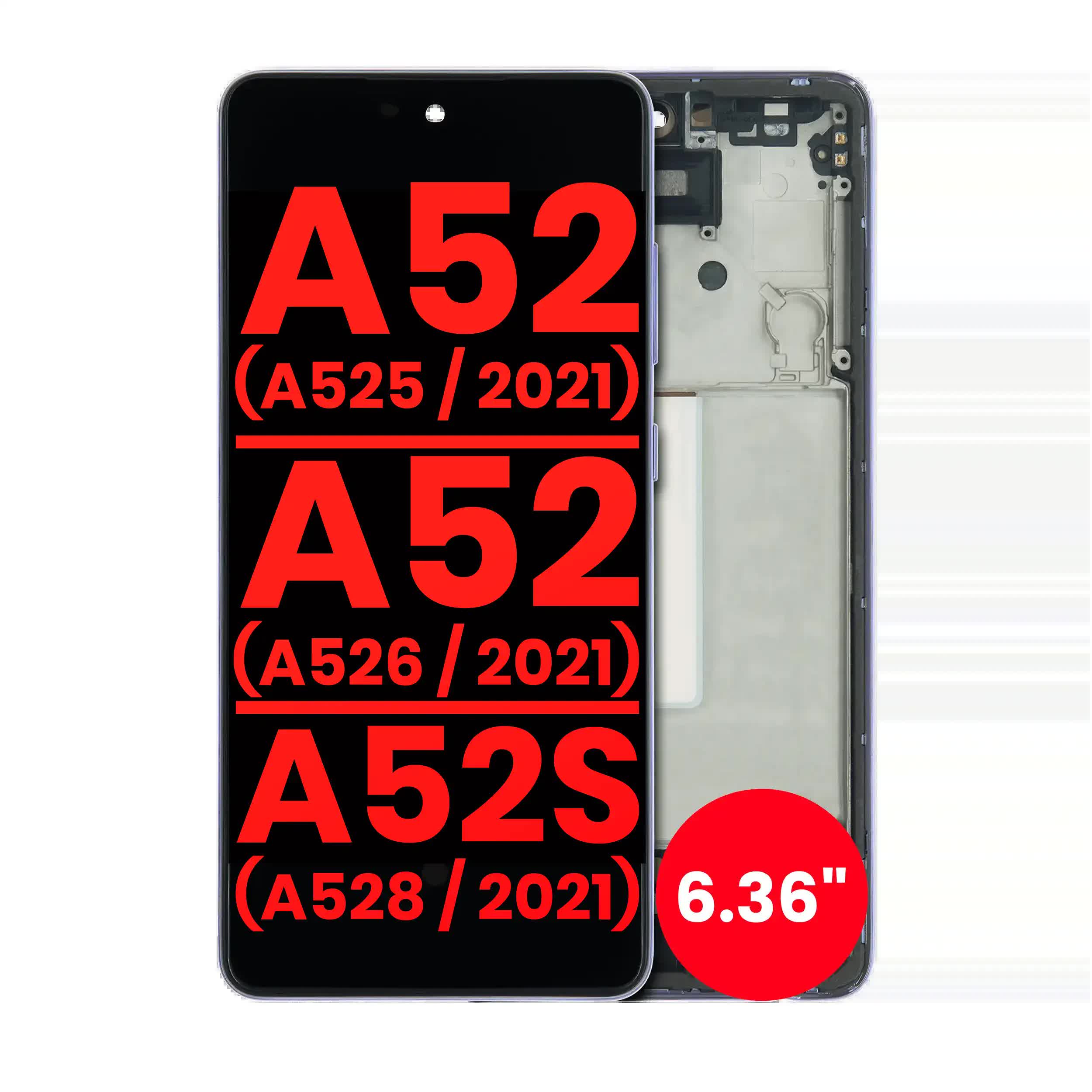 OLED Display mit Rahmen für Samsung Galaxy A52 4G (A525 / 2021) / A52 5G (A526 / 2021) / A52S 5G (A528 / 2021) (6.36") (Aftermarket Plus) (Awesome Vi