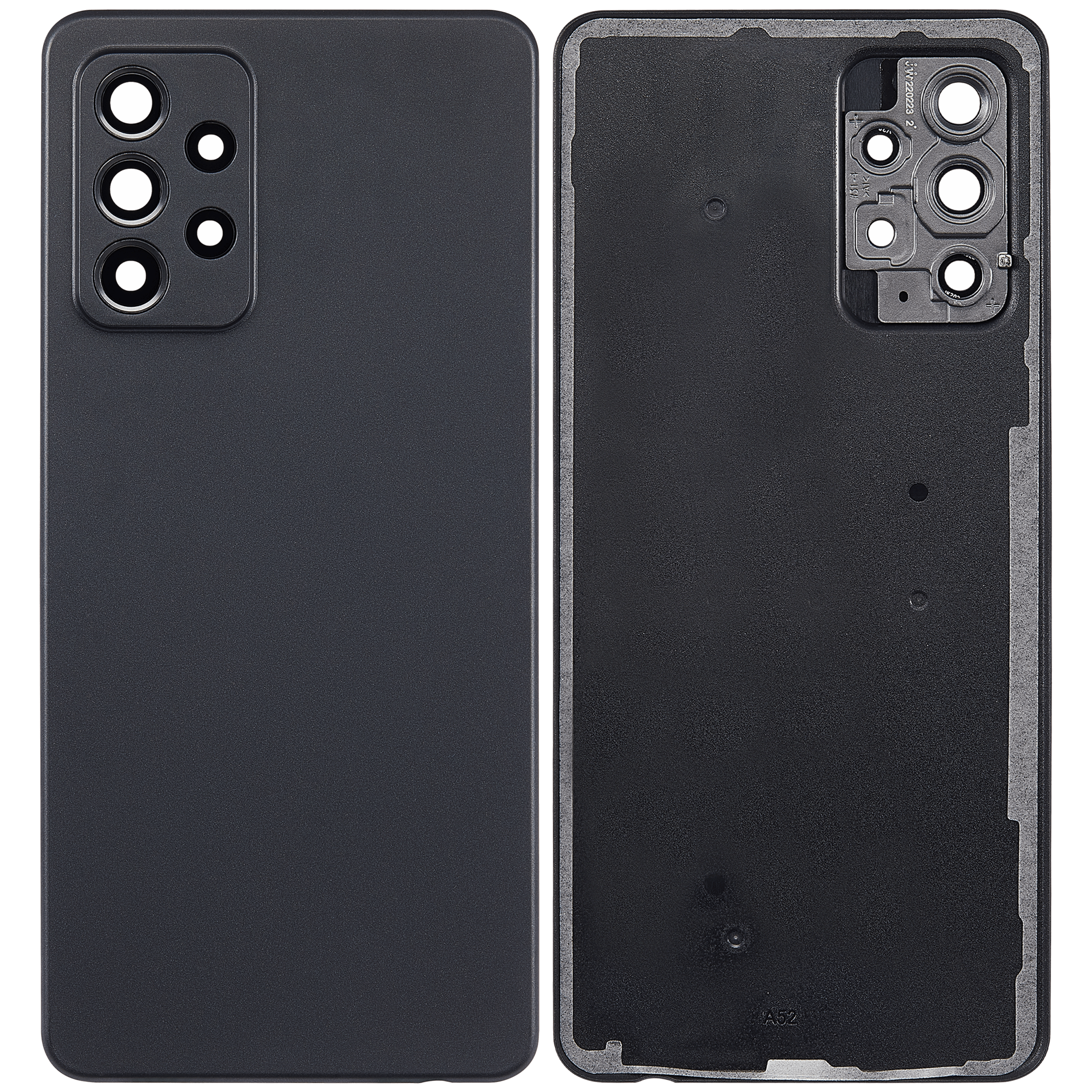 Rückdeckelglas mit Kameraglas für Samsung Galaxy A52 4G (A525 / 2021) (Aftermarket Plus) (Black (Schwarz)) – Bild 2
