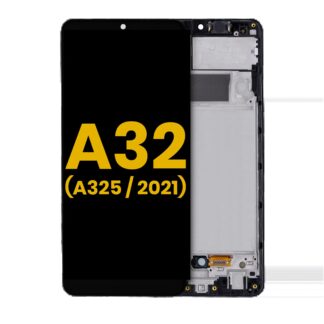 OLED Display mit Rahmen für Samsung Galaxy A32 4G (A325 / 2021) (professionell aufgearbeitet) (Awesome Black)