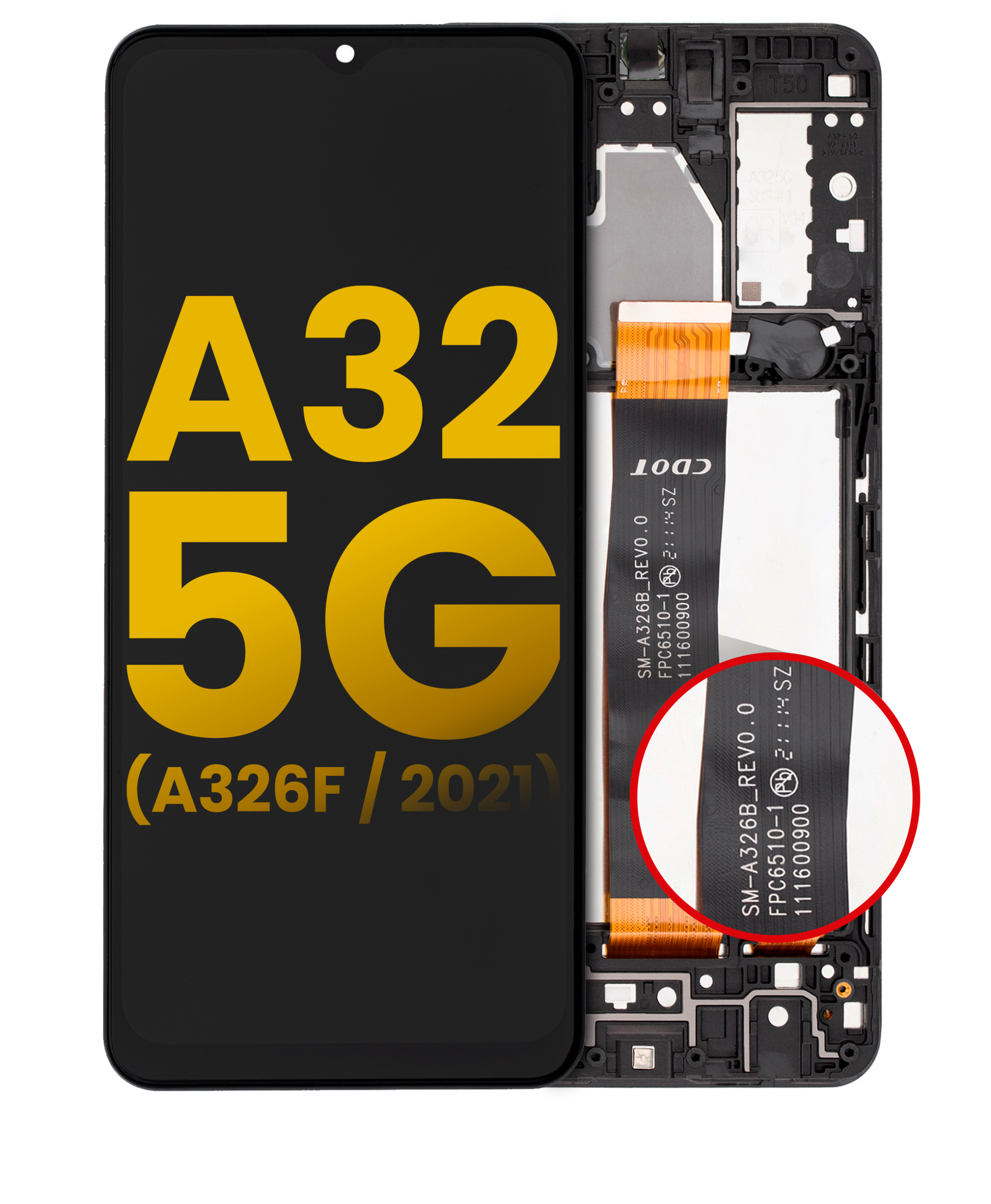LCD Display mit Rahmen für Samsung Galaxy A32 5G (A326F/B/M / 2021) (International Dual Sim Model) (Service Pack) (Awesome Black) – Bild 4