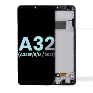 LCD Display mit Rahmen für Samsung Galaxy A32 5G (A326F/B/M / 2021) (International Dual Sim Model) (Service Pack) (Awesome Black)