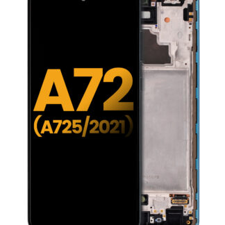 OLED Display mit Rahmen für Samsung A72 (A725 / 2021) (professionell aufgearbeitet) (Awesome Blue)