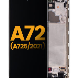 OLED Display mit Rahmen für Samsung A72 (A725 / 2021) (professionell aufgearbeitet) (Awesome White)
