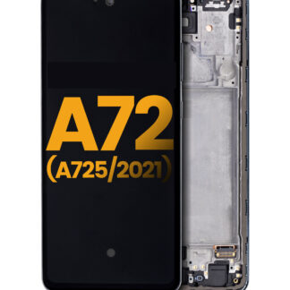 OLED Display mit Rahmen für Samsung A72 (A725 / 2021) (professionell aufgearbeitet) (Awesome Black)